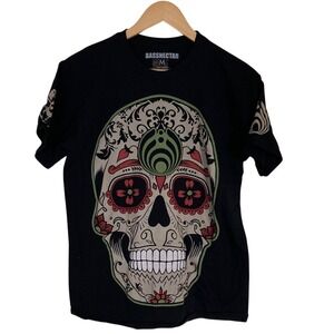 Bassnectar Black Skull Graphic T-Shirt Size Medium Short Sleeve‎ Cotton